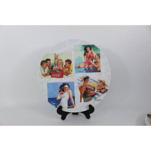 Coca Cola Melamine Plates Set of Four 2002 Sakura Retro Pin Up Beach Art 11”